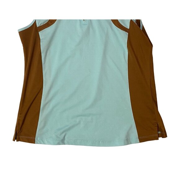 Jamie Sadock Women's Medium 1/4 Zip Cap Sleeve Golf Top Brown Light Blue-Green - Picture 3 of 7
